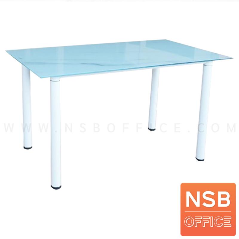 G14A262:โต๊ะรับประทานอาหารหน้ากระจกลายหินอ่อน รุ่น Anvil (แอนวิลล์) ขนาด 140W*80D cm. ขาเหล็ก