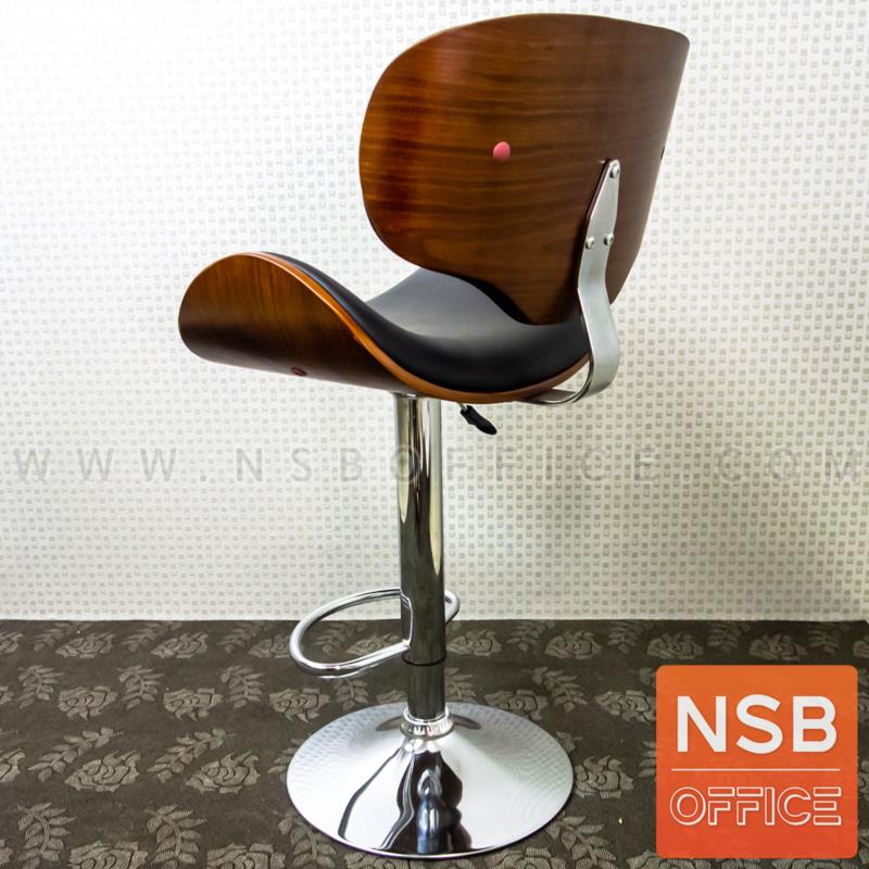 เก้าอี้บาร์สูงหุ้มหนังเทียม รุ่น Valencia (วาเลนเซีย)  โช๊คแก๊ส ขาโครเมี่ยมฐานจานกลม