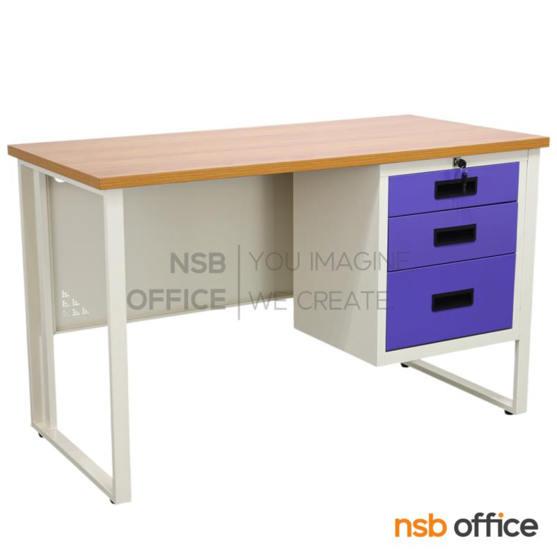 E02A053:โต๊ะทำงานเหล็กหน้าไม้ 3 ลิ้นชัก รุ่น Edgarton (เอดกาตัน) ขนาด 120W, 150W cm. 