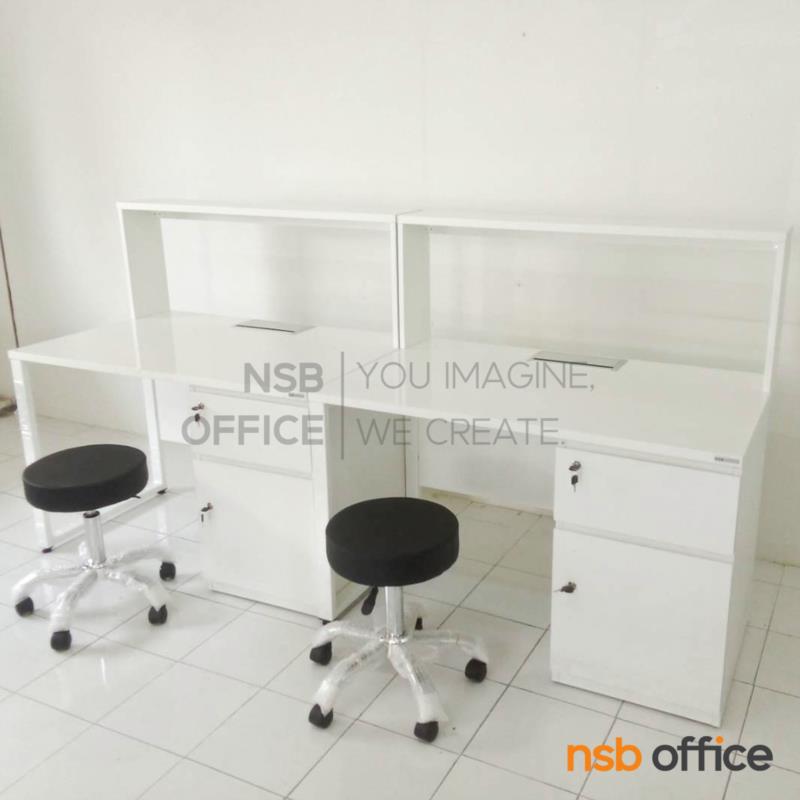 โต๊ะห้องแล็บ ท็อปลามิเนต HPL  แบบมีชั้นต่อบน พร้อมป๊อปอัพ รุ่น A24A047-1 แบบ 1 ที่นั่ง 