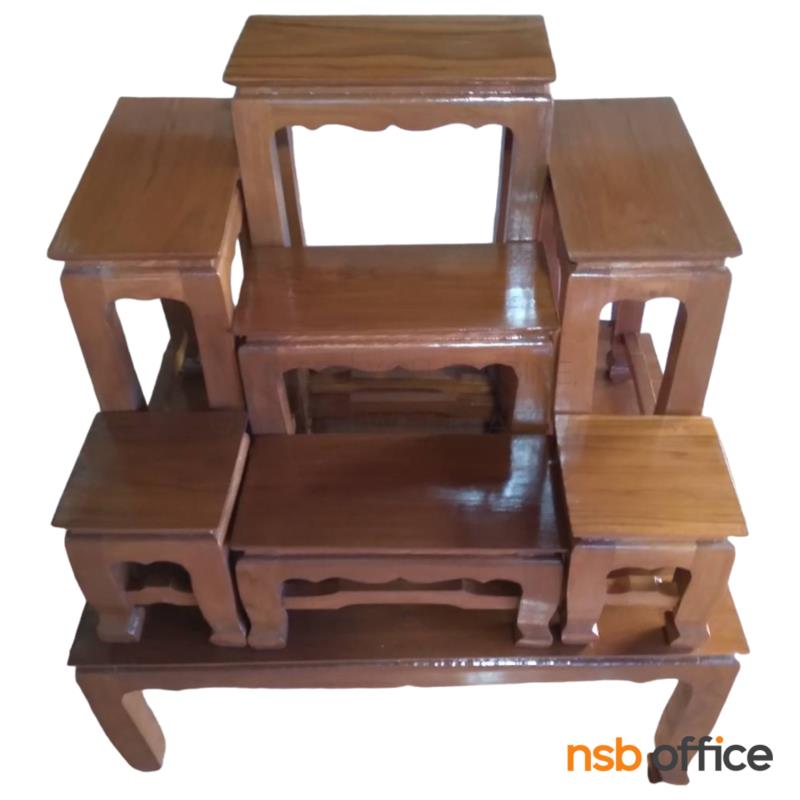 G18A010:โต๊ะหมู่บูชา ไม้สักล้วน หมู่ 7 (หน้า 7 นิ้ว) รุ่น ทินกร   