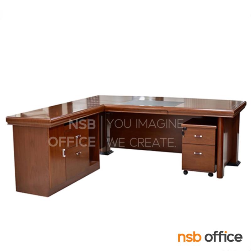 โต๊ะผู้บริหารตัวแอล  รุ่น Clooney (คลูนีย์) ขนาด 200W cm. พร้อมตู้ข้างและตู้ลิ้นชัก