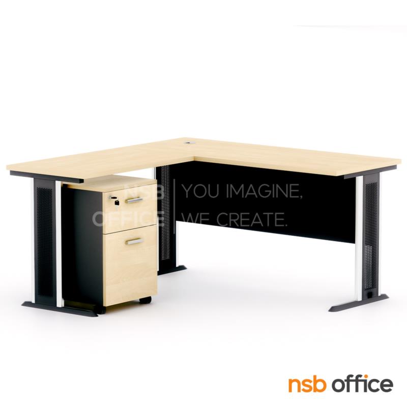 A16A134:โต๊ะทำงานตัวแอล รุ่น Demo (เดโม่) ขนาด 150W cm.  ตู้ลิ้นชักล้อเลื่อน