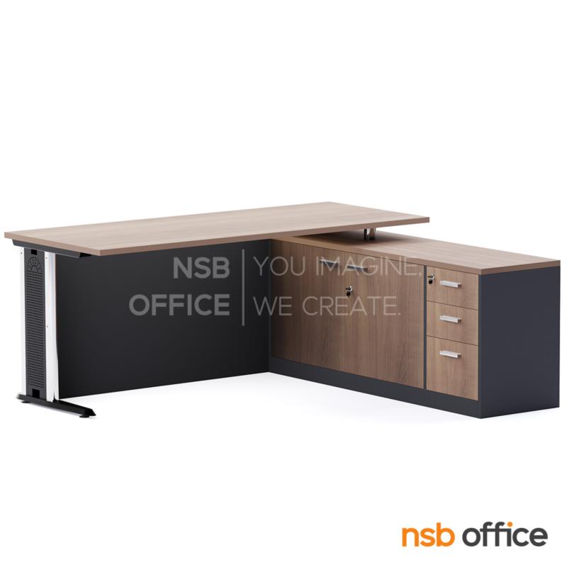 A30A011:โต๊ะทำงานตัวแอล  รุ่น Quantix (ควอนทิกซ์) ขนาด 150W1 ,165W1 ,180W1*165W2 cm.  พร้อมตู้อเนกประสงค์ข้าง เมลามีน