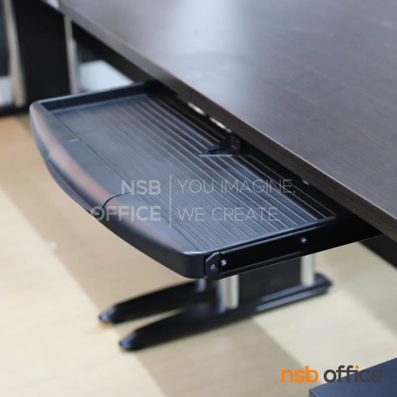 A03A016:รางคีย์บอร์ดพลาสติก  ขนาด 55+8W cm. ระบบลูกปืน แบบแขวนใต้โต๊ะ