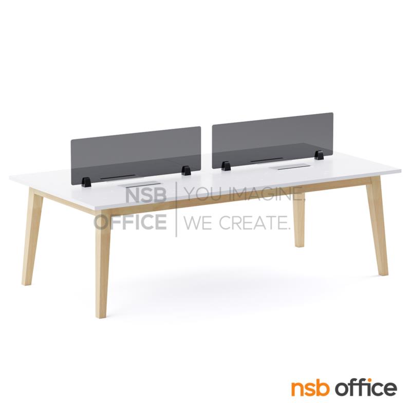 A27A122:โต๊ะทำงานกลุ่ม 4 ที่นั่ง รุ่น Jarvis II (จาวิส 2) ขนาด 240W*120D cm.  พร้อมมินิสกรีนกระจก โครงขาไม้ยางพารา 