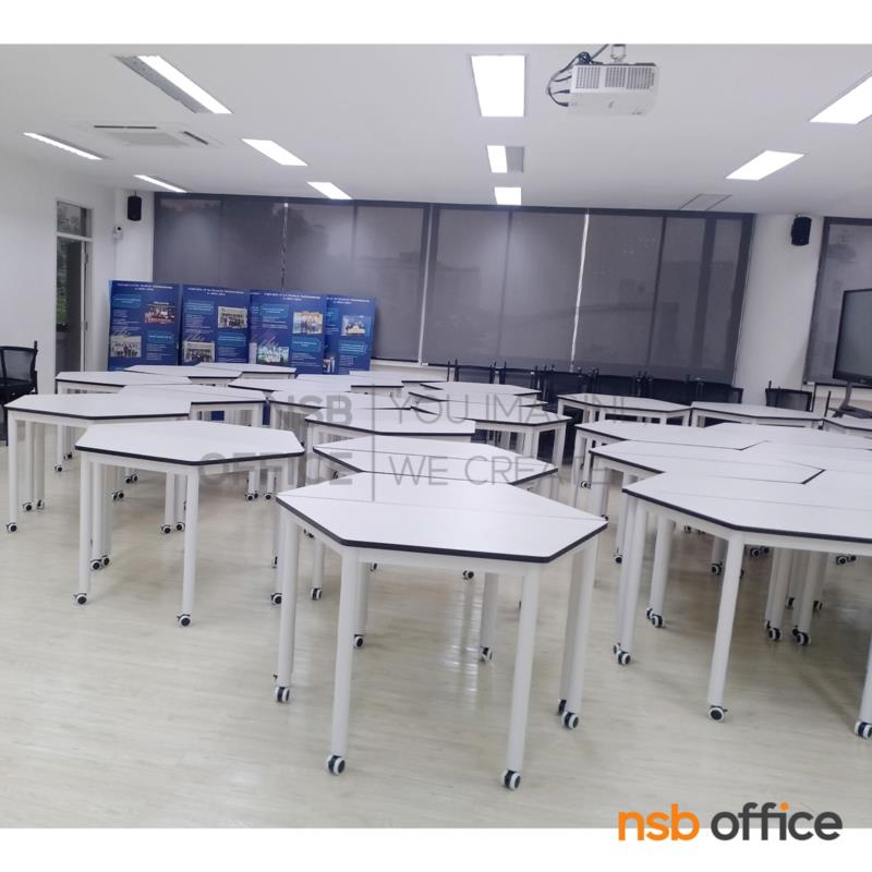 โต๊ะทรงคางหมูล้อเลื่อน 118W cm รุ่น Malfoy  โครงขาสีขาว (โครงขาระบบ knockdown)