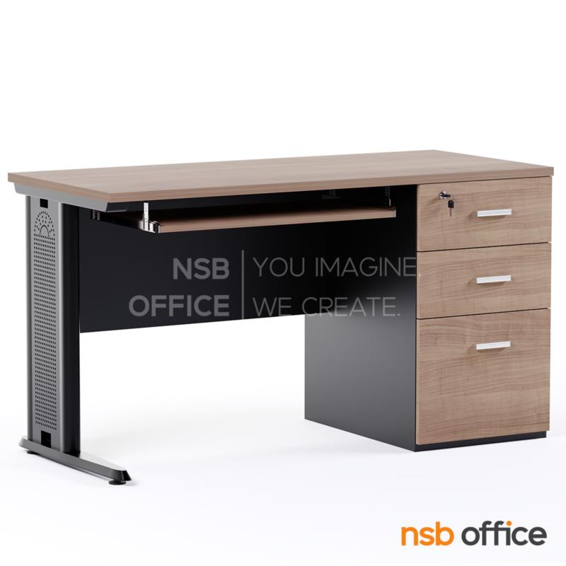 A40A004:โต๊ะทำงาน 3 ลิ้นชักข้างขาทึบ รุ่น Bloodstorm (บลัดสตอร์ม)  ขาเหล็กตัวแอล