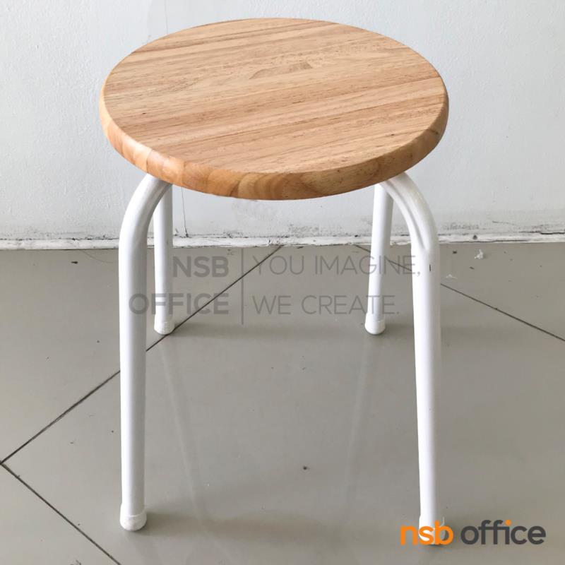 เก้าอี้สตูลกลมที่นั่งไม้ยางพารา รุ่น Dahlia (ดาห์เลีย) 31Di*44H cm. ขาแป๊ปกลม 