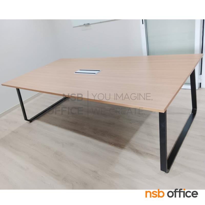 โต๊ะประชุมทรงสี่เหลี่ยม รุ่น Ogbono (อ็อกโบโน) ขนาด 240W cm.  พร้อมรางไฟแบบสองทาง รหัส A24A006-4