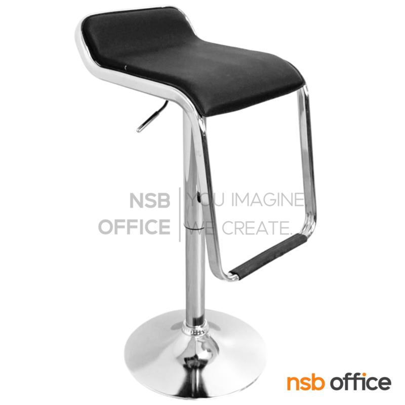 B18A082:เก้าอี้บาร์สูงเปลือกโพลี่เสริมเบาะหนังเทียม รุ่น Uranus (ยูเรนัส)  ขาเหล็กชุบโครเมี่ยมฐานจานกลม