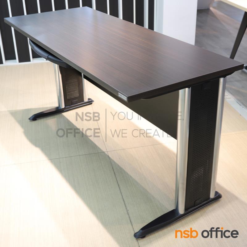 โต๊ะทำงานพร้อมรางคีย์บอร์ด รุ่น Galena (กาเลน่า) ขนาด 150W cm.  บังตาไม้ ขาเหล็กตัวแอล