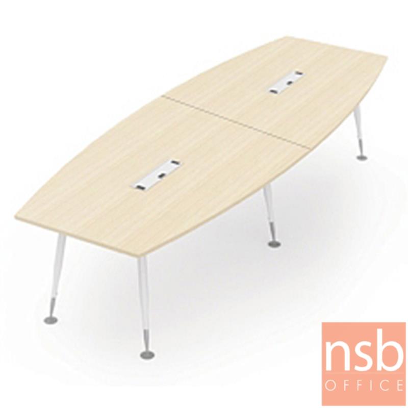 A05A182:โต๊ะประชุมทรงเรือ  ขนาด 320W cm.  พร้อมป็อบอัพ ขาเหล็ก