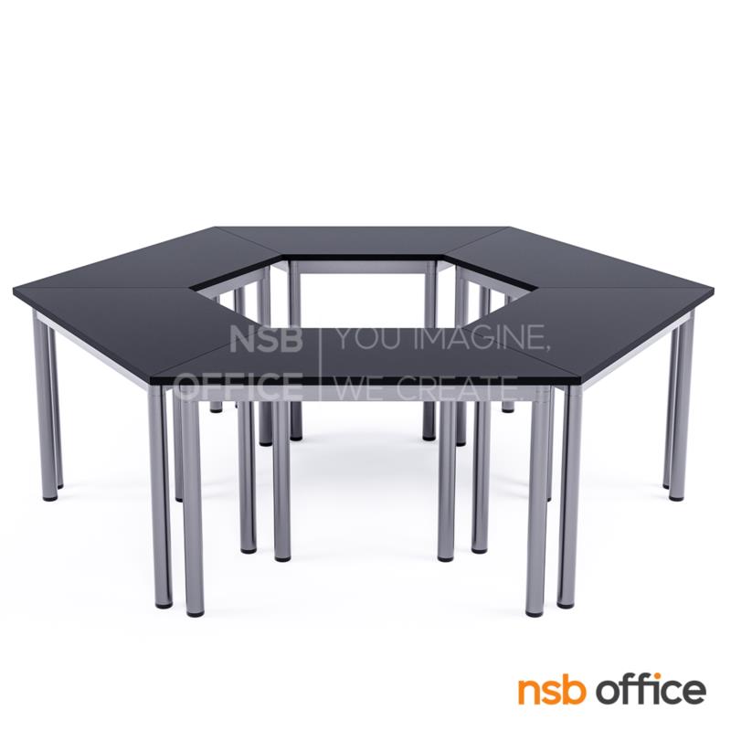 โต๊ะเรียนกิจกรรมทรงคางหมู รุ่น Hexa 105, 120, 140W cm ไม่มีล้อเลื่อน (สำหรับกลุ่ม 6 คน)