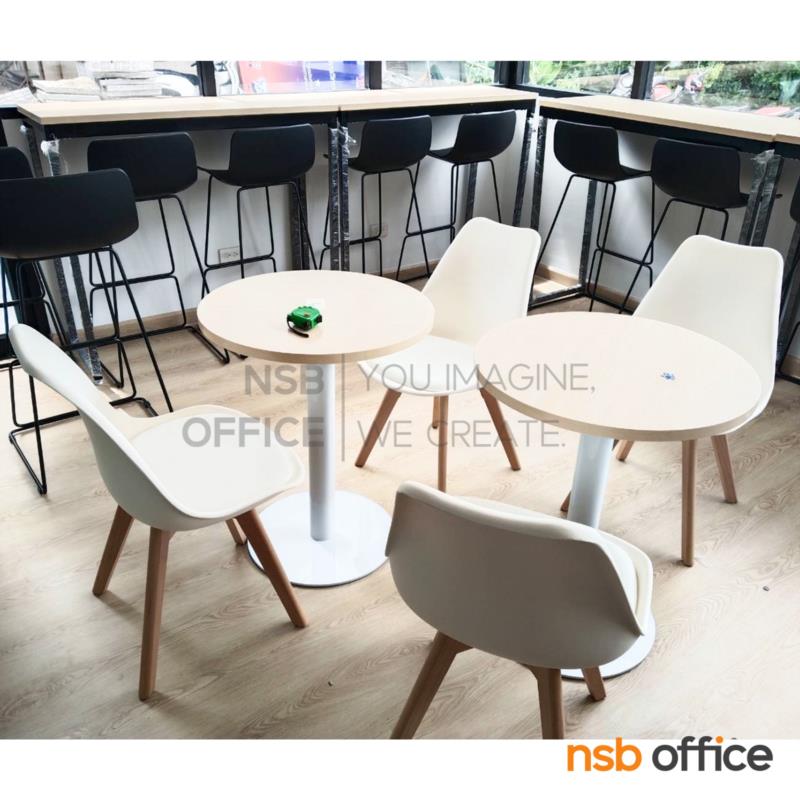 เก้าอี้โพลี่ รุ่น SALMON (แซลมอน) ขนาด 49W cm. เบาะหุ้มหนัง PVC ขาไม้