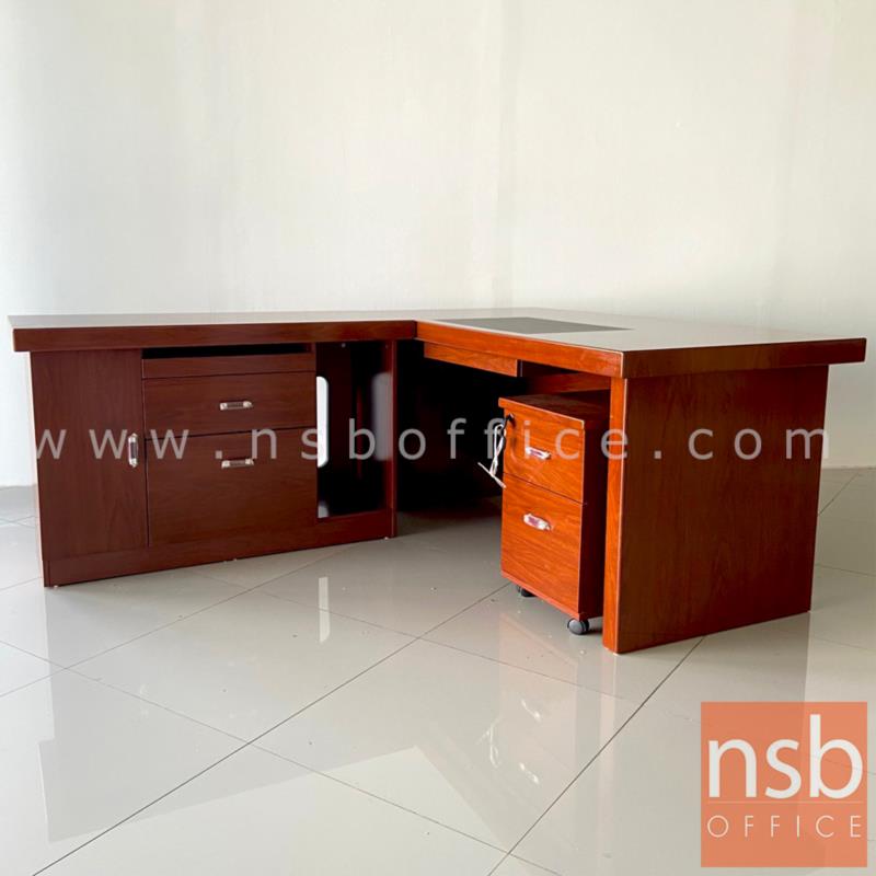 โต๊ะผู้บริหารตัวแอล  รุ่น Hutcherson (ฮัทเชอร์สัน) ขนาด 160W cm. พร้อมตู้ข้างและตู้ลิ้นชัก