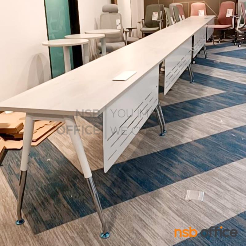 โต๊ะทำงานผู้บริหาร รุ่น Kaia (ไกอา) ขนาด 200W cm. ขาเหล็กวีคว่ำ ปลายเรียว บังตาเหล็ก
