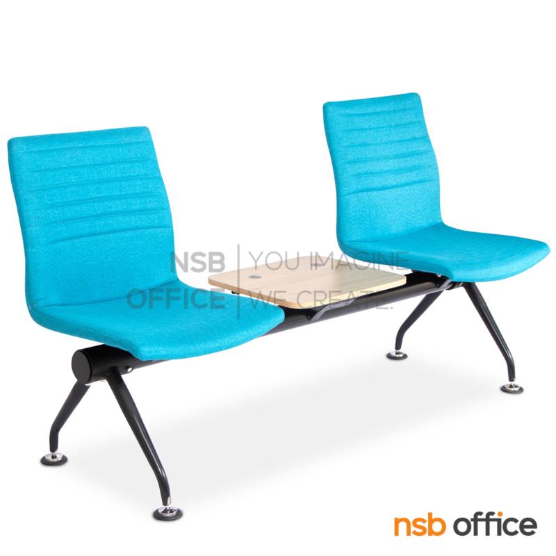 B06A173:เก้าอี้นั่งคอยหุ้มหนังเทียม รุ่น Roler (โรเลอร์) 2 ,3 ที่นั่ง ขนาด 162W ,215W cm. พร้อมที่วางของและช่อง USB , USB-C  โครงขาเหล็กปลายเรียวทำสีดำ