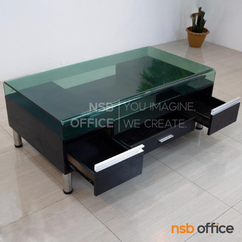 โต๊ะกลางกระจก  รุ่น Linfine (ลินไฟน์) ขนาด 120W cm. โครงเหล็กชุบโครเมี่ยม