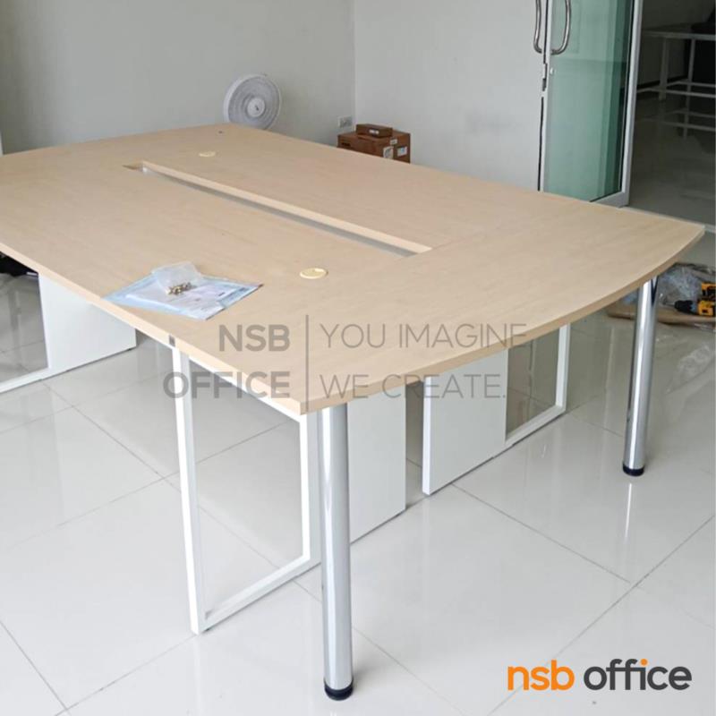 โต๊ะเข้ามุมหัวเหลี่ยมโค้ง  ขนาด 120W ,150W ,160W cm.  ขากลมโครเมี่ยม