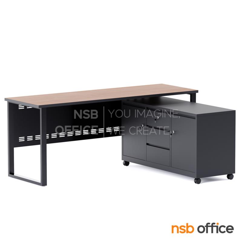 A30A082:โต๊ะผู้บริหารตัวแอล รุ่น Whisky (วิสกี้) ขนาด 180W cm.  พร้อมตู้ข้างล้อเลื่อน