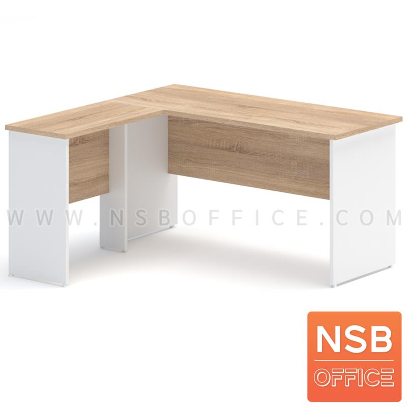 A21A017:โต๊ะทำงานทรงตัวแอล  รุ่น SR-N15 ขนาด 150W cm. เมลามีน สีเนเจอร์ทีค-ขาว