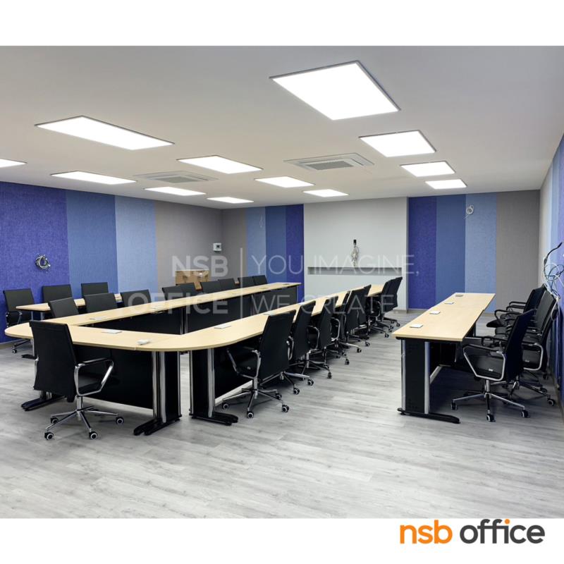 โต๊ะประชุมตรง รุ่น Oracle   พร้อมบังตาไม้ ขาเหล็กตัวแอล