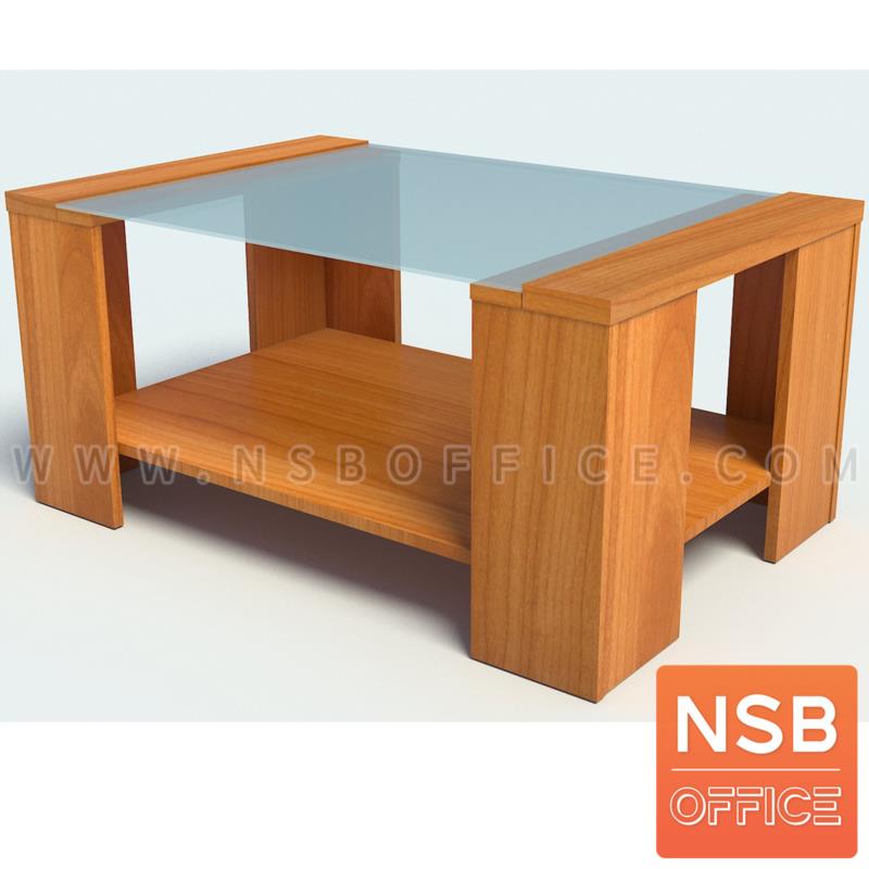 B13A062:โต๊ะกลางกระจก  รุ่น Lakebottom  ขนาด 90W cm. โครงไม้ 