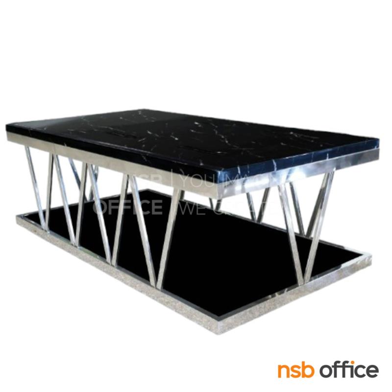 B13A415:โต๊ะกลางหน้าท็อปหินแท้ รุ่น Rocken (ร็อกเคน) ขนาด 130W cm.  โครงสแตนเลสสีเงิน