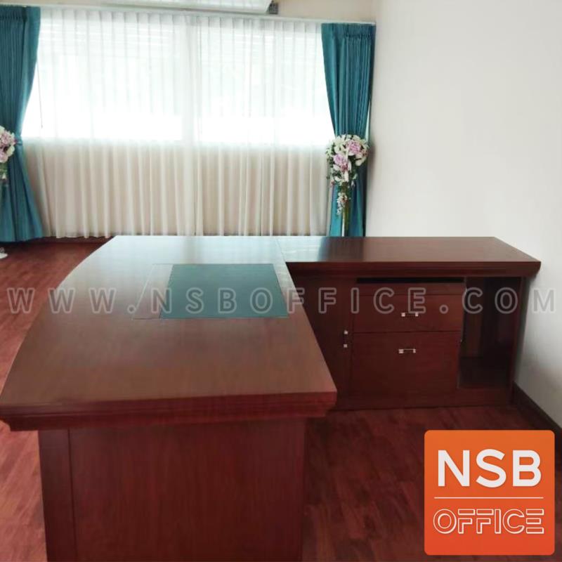 โต๊ะผู้บริหารตัวแอล  รุ่น Air (แอร์) ขนาด 180W cm. พร้อมตู้ลิ้นชักและโต๊ะต่อข้าง