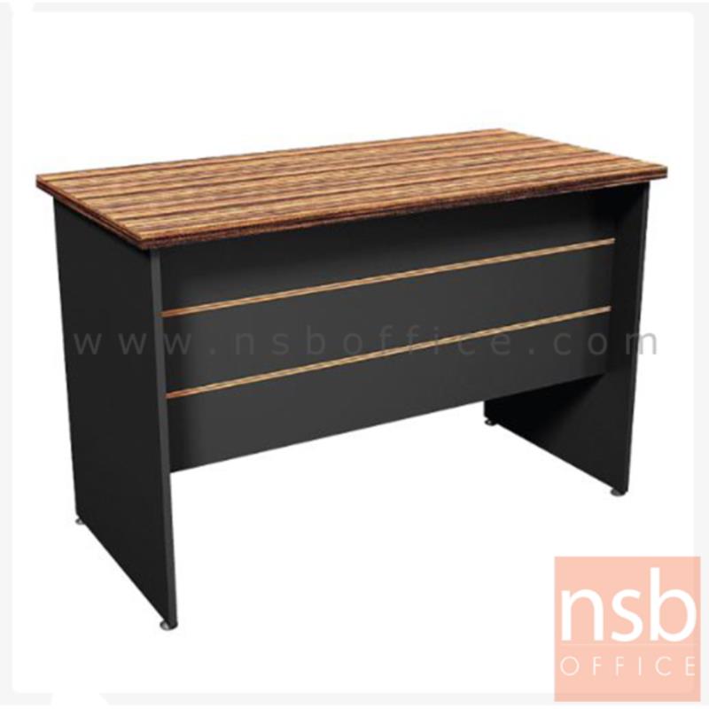 A26A018:โต๊ะทำงาน รุ่น Denton (เดนตัน) ขนาด 120W ,150W cm.  ขาไม้ สีลายไม้ซีบราโน่ตัดดำ ขอบ ROSEGOLD