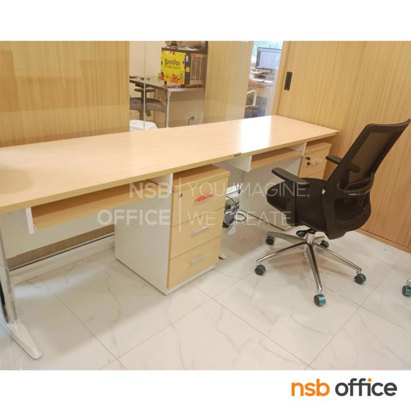 โต๊ะคอมพิวเตอร์ 3 ลิ้นชัก รุ่น Trovic (โทรวิค) ขนาด 120W, 135W, 150W cm.  (*ลึก 75,80D) ขาเหล็ก