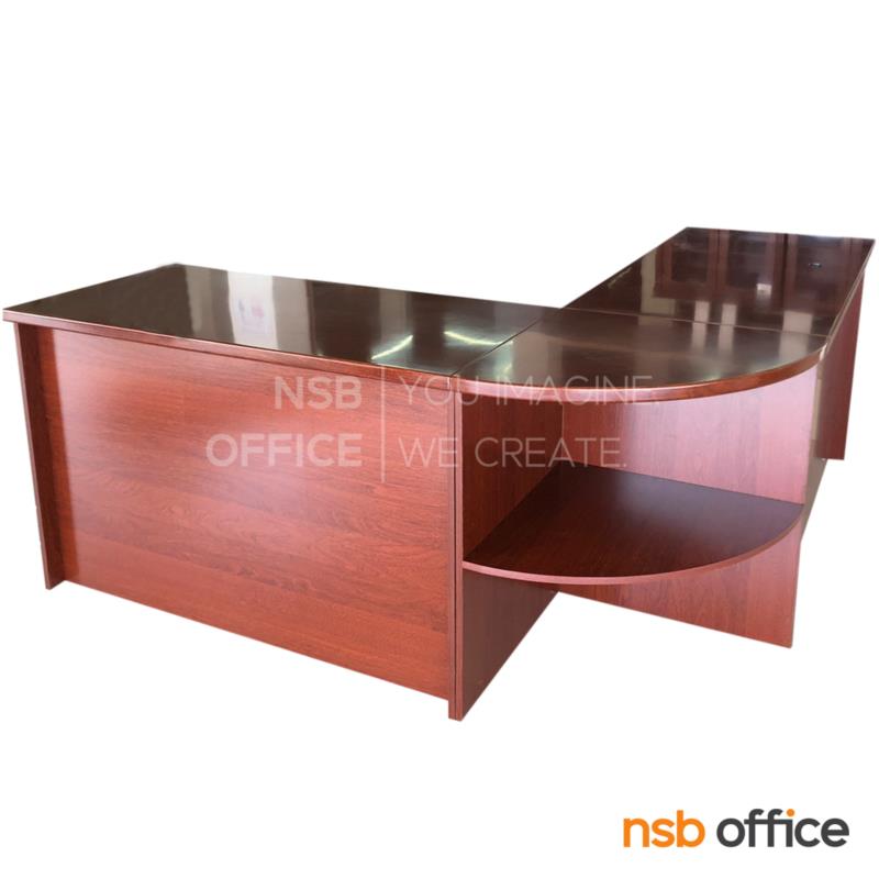 A06A036:โต๊ะทำงานตัวแอล  รุ่น Merry (เมอรี่) ขนาด 180W1*180W2 cm. พร้อมโต๊ะเข้ามุมและโต๊ะคอมพิวเตอร์