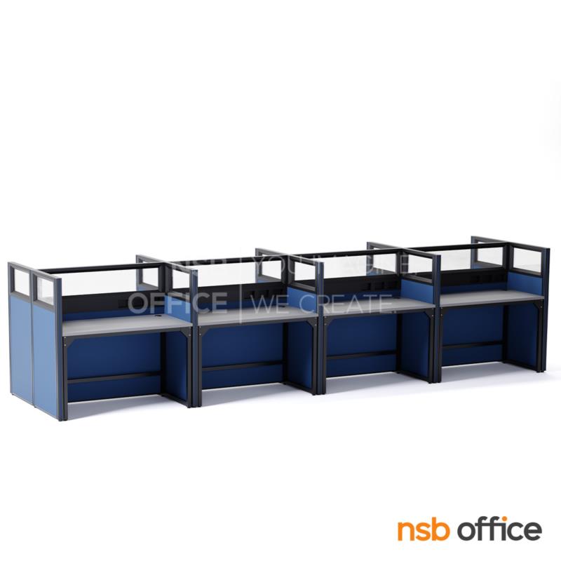 โต๊ะทำงานกลุ่ม รุ่น Noventia (โนเวนเทีย) 4, 6 และ 8 ที่นั่ง พร้อมพาร์ทิชั่นกระจกใส รางไฟตรงกลาง