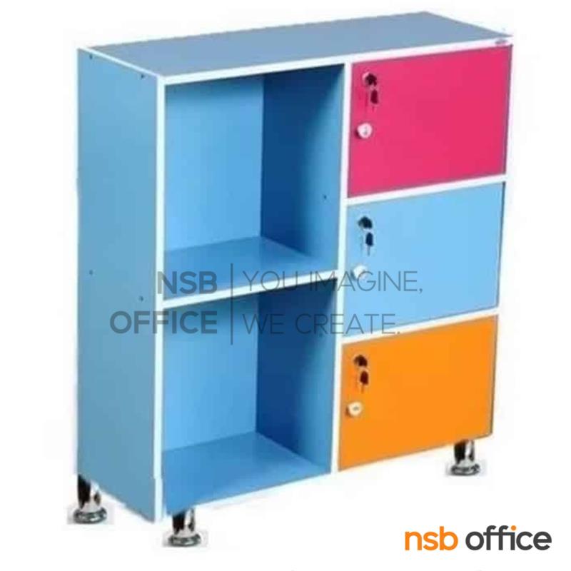 C07A100:ชั้นวางของอเนกประสงค์ 3 บานเปิด 2 ช่องโล่ง รุ่น Pinkie (พิงค์กี้) ขนาด 75W* 30D* 90H cm. ขาเหล็ก