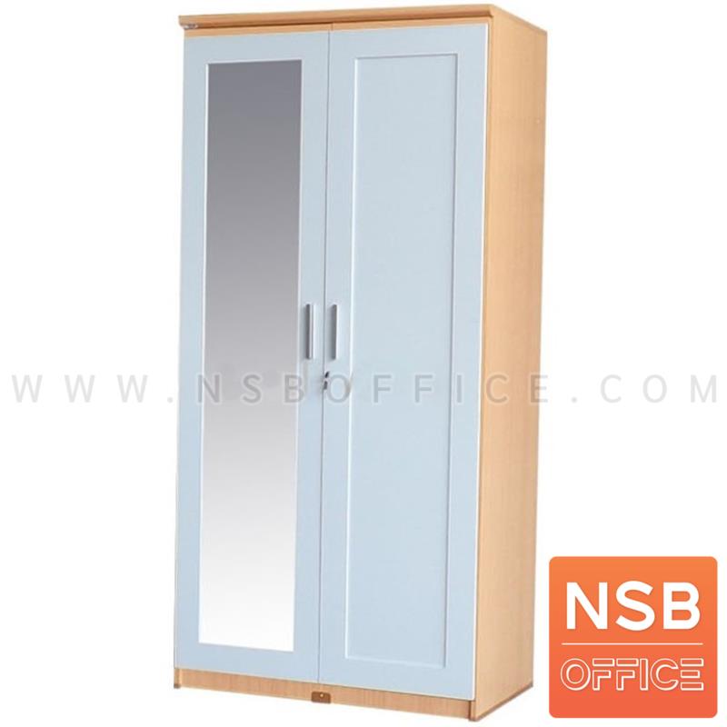 G12A307:ตู้เสื้อผ้าไม้ 2 บานเปิดกระจก รุ่น Wix (วิกซ์)  