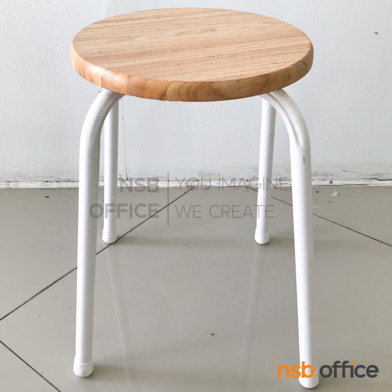 B09A042:เก้าอี้สตูลกลมที่นั่งไม้ยางพารา รุ่น Dahlia (ดาห์เลีย) 31Di*44H cm. ขาแป๊ปกลม 