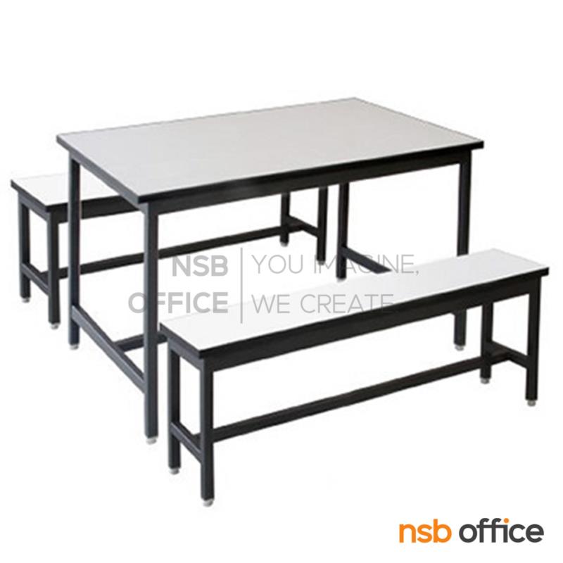 G14A116:ชุดโต๊ะและเก้าอี้รับประทานอาหารหน้าโฟเมก้าขาว รุ่น Another (อโนเทอร์) ขนาด 120W ,150W ,180W cm.  โครงขาเหล็กดำ