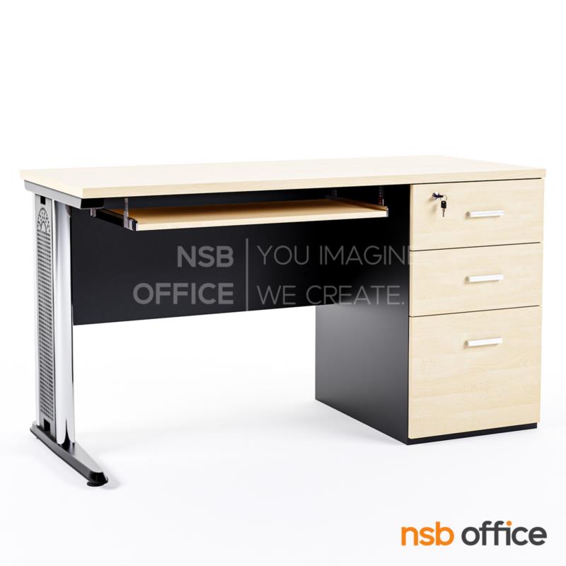 A40A004:โต๊ะทำงาน 3 ลิ้นชักข้างขาทึบ รุ่น Bloodstorm (บลัดสตอร์ม)  ขาเหล็กตัวแอล