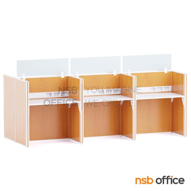 A02A029:โต๊ะทำงานกลุ่ม รุ่น Clementine (คลีเมนไทน์) 6 ,8 และ 10 ที่นั่ง พร้อมพาร์ทิชั่นทึบ รางไฟตรงกลาง 