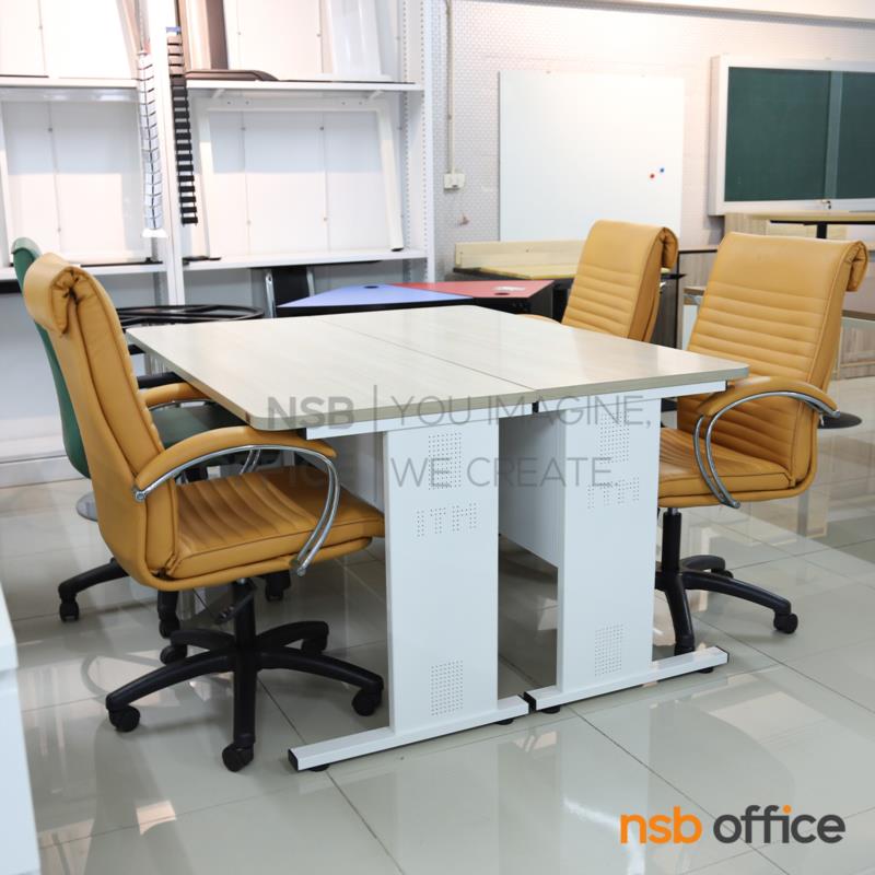 L08A140:ชุดโต๊ะทำงาน 4 ที่นั่ง รุ่น Finale (ฟินาเล่) ขนาด 150W cm.  พร้อมเก้าอี้สำนักงานหุ้มหนังเทียม