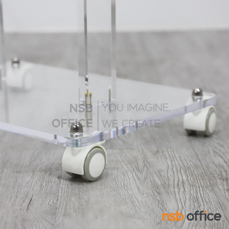 โพเดียมอะคริลิคใสล้วน รุ่น Discord (ดิสคอร์ด)  ล้อเลื่อน สามารถล็อกให้คงที่ได้