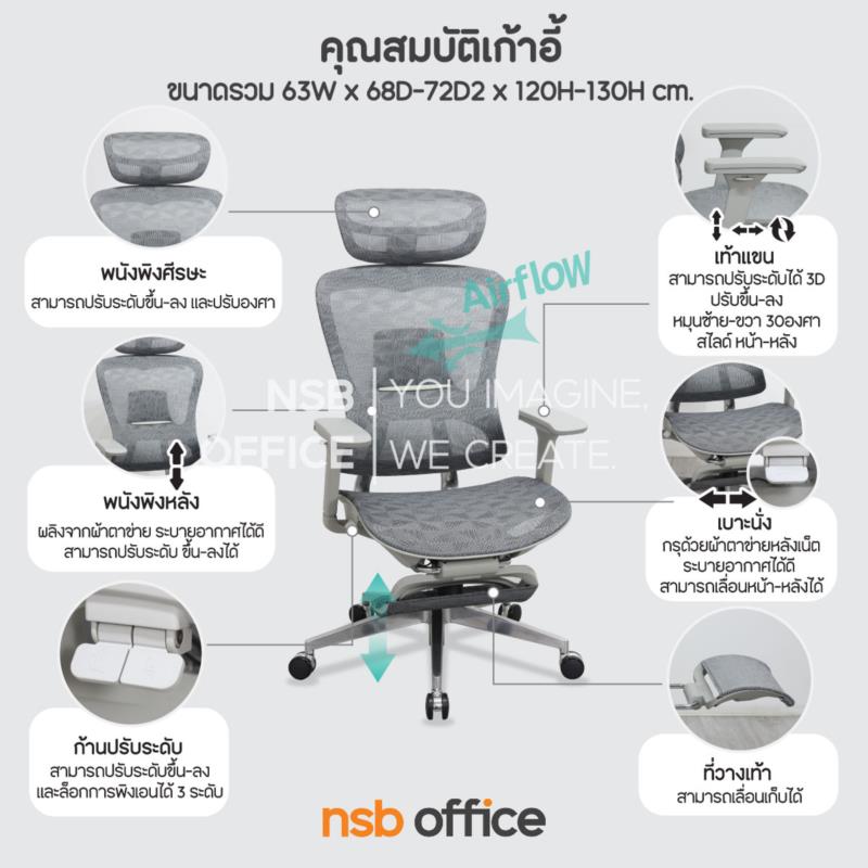 เก้าอี้ผู้บริหารหลังเน็ต รุ่น Tyson (ไทสัน)  โช้คแก๊ส ก้อนโยก ขาอลูมิเนียม