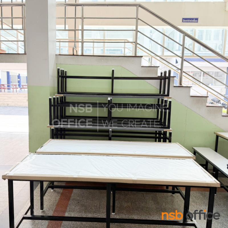 โต๊ะโรงอาหารหน้าโฟเมก้าขาว รุ่น Bruno (บรูโน่)  โครงขาเหล็กติดตาย