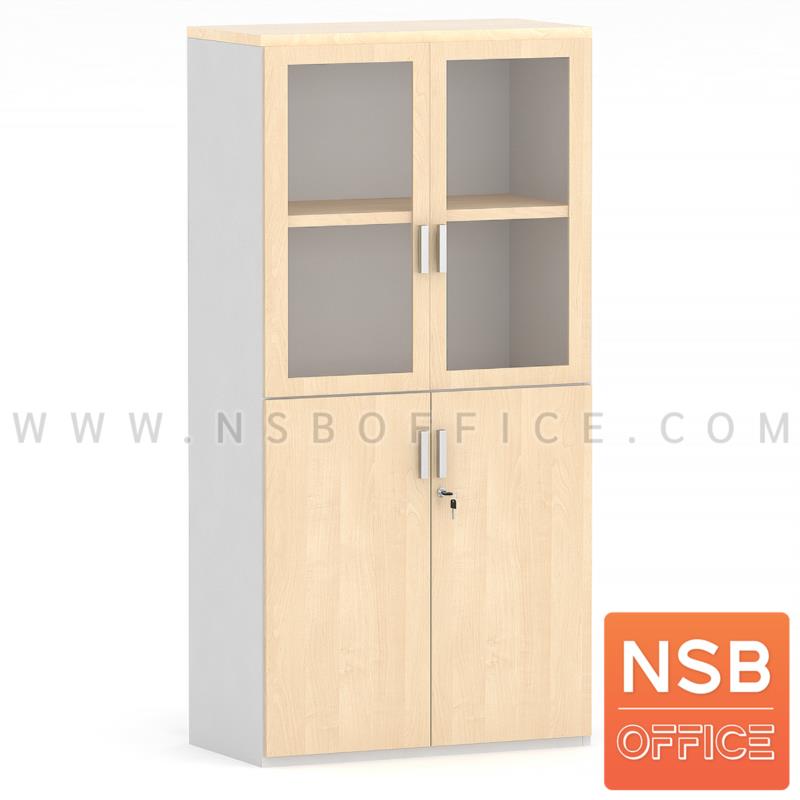 C02A077:ตู้เอกสาร บนบานเปิดกระจกเฟรมไม้ ล่างบานเปิดทึบ รุ่น Garcia (การ์เซีย) ขนาด 80W cm. เมลามีน