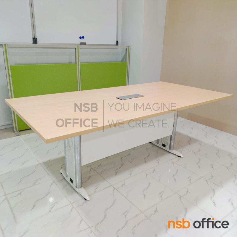 โต๊ะประชุมทรงสี่เหลี่ยม รุ่น Iverna (ไอเวอน่า) ขนาด 180W, 200W, 240W cm. ระบบคานไม้ ขาเหล็กตัวที