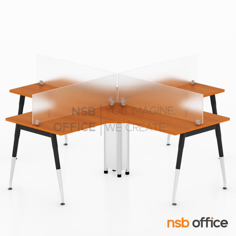 โต๊ะทำงานกลุ่มตัวแอล 4 ที่นั่ง  รุ่น Cheerilee (เชียร์ริลี่) ขนาด 240W*240D cm. ขาเหล็กปลายเรียว