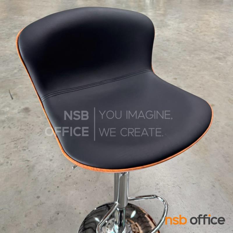 เก้าอี้บาร์สูงหุ้มหนังเทียม รุ่น Silverstar (ซิลเวอร์สตาร์)  โช้คแก๊ส ขาโครเมี่ยมฐานจานกลม