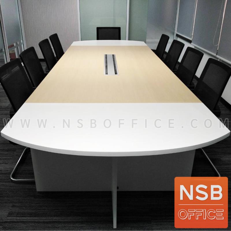 โต๊ะประชุมทรงเหลี่ยมหัวโค้ง ไม้ล้วน รุ่น Allisyn (อัลลิซิน) ขนาด 360W*120D cm. พร้อมป็อบอัพหน้าโต๊ะ รหัสสินค้า A24A006