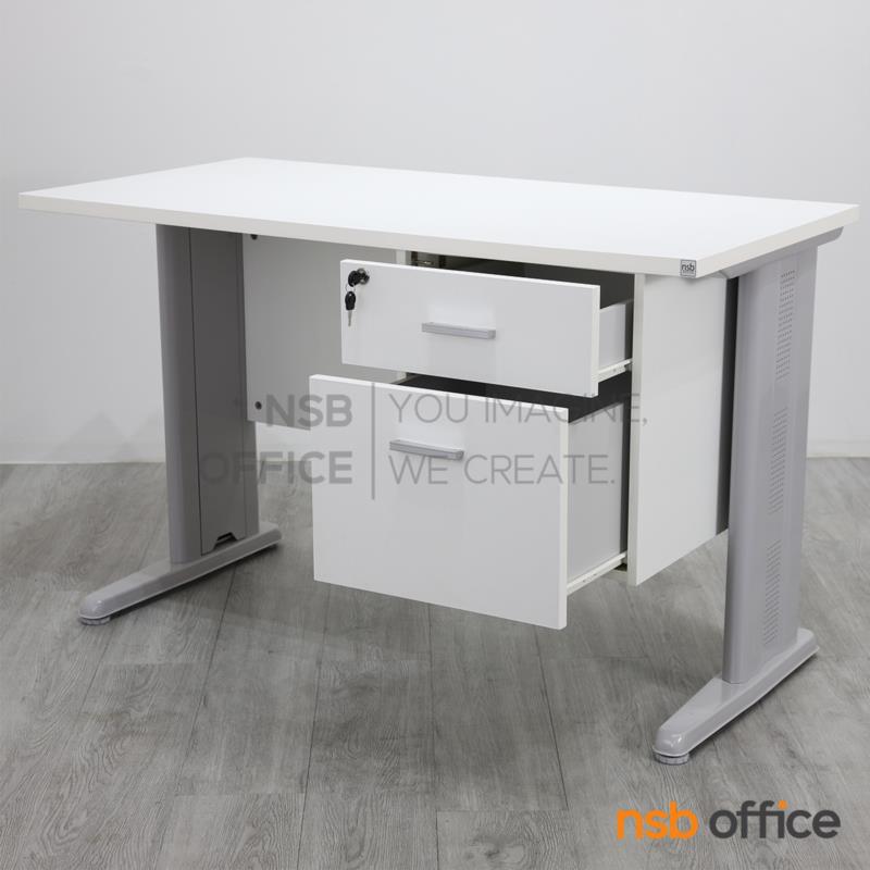 โต๊ะทำงาน 2 ลิ้นชัก รุ่น Sutton (ซัตตัน) 120W, 135W, 150W cm. ขาเหล็กตัวแอล